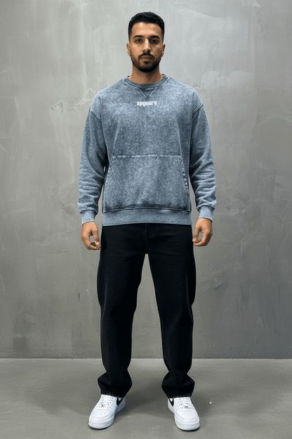 Sweat - Shirt Homme Bleu Délavé "Square" - ZG PREMIUM
