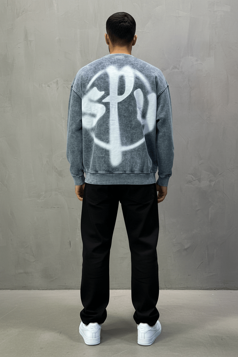 Sweat - Shirt Homme Bleu Délavé "Square" - ZG PREMIUM