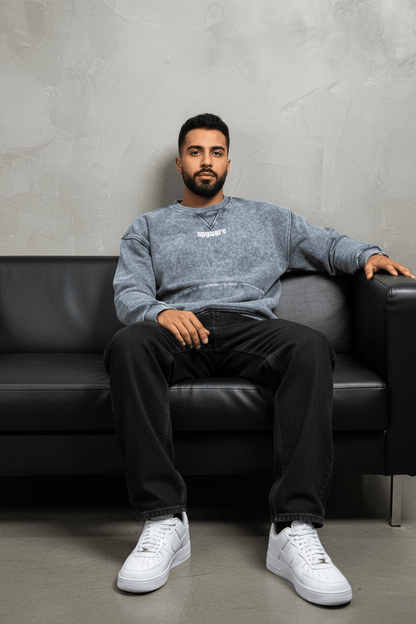 Sweat - Shirt Homme Bleu Délavé "Square" - ZG PREMIUM