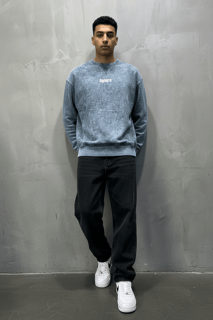 Sweat - Shirt Homme Bleu Délavé "Square" - ZG PREMIUM