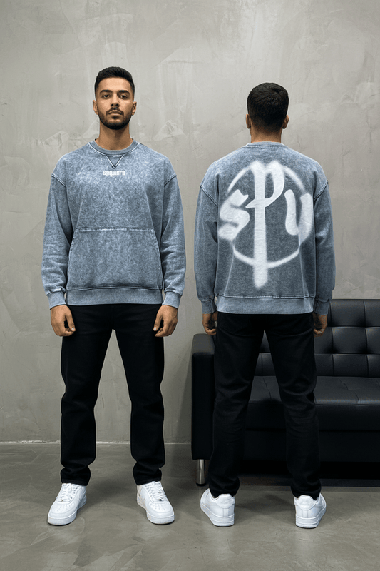Sweat - Shirt Homme Bleu Délavé "Square" - ZG PREMIUM