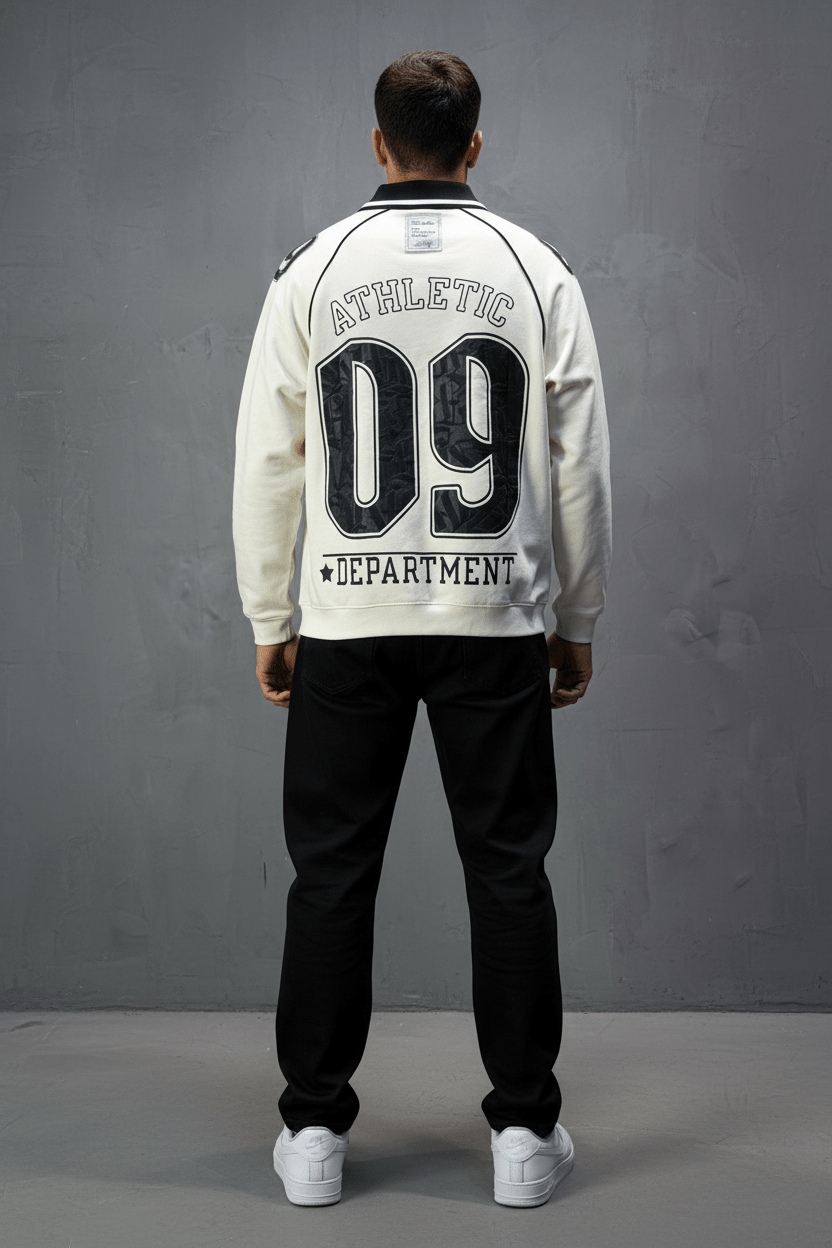 Sweat - Shirt Homme beige Col Blanc "Athletic 09" - ZG PREMIUM