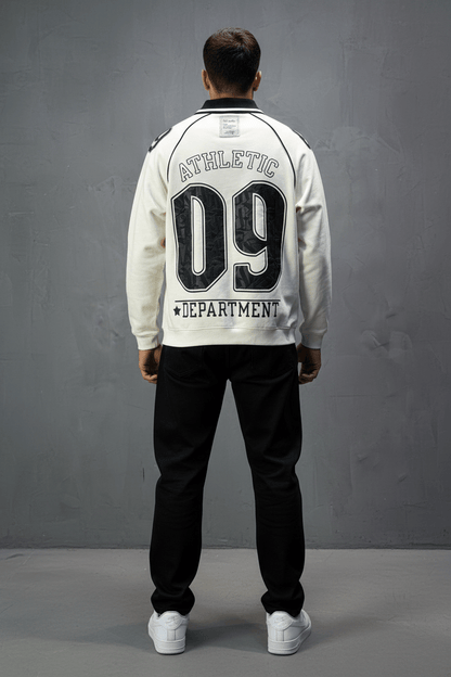 Sweat - Shirt Homme beige Col Blanc "Athletic 09" - ZG PREMIUM