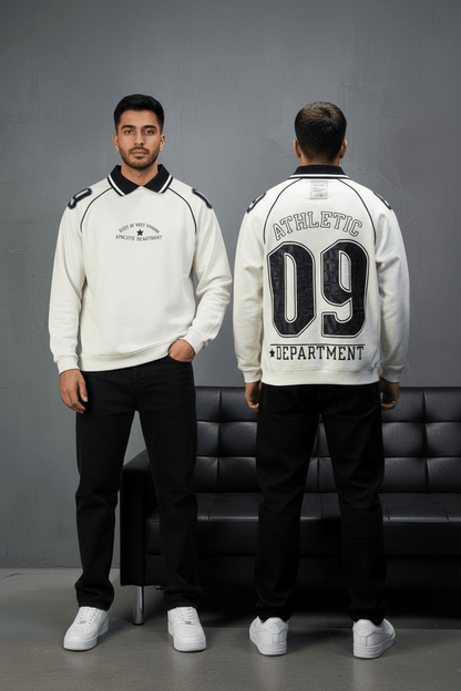 Sweat - Shirt Homme beige Col Blanc "Athletic 09" - ZG PREMIUM
