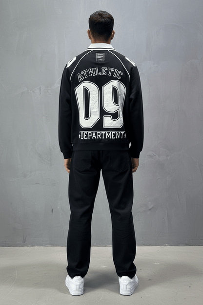 Sweat - Shirt Homme Noir Col Blanc "Athletic 09" - ZG PREMIUM