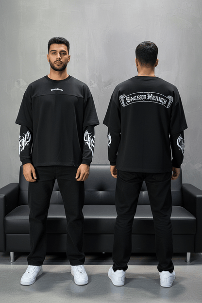 Sweat - Shirt Homme noir "Sacred Hearts" 26k108 - ZG PREMIUM