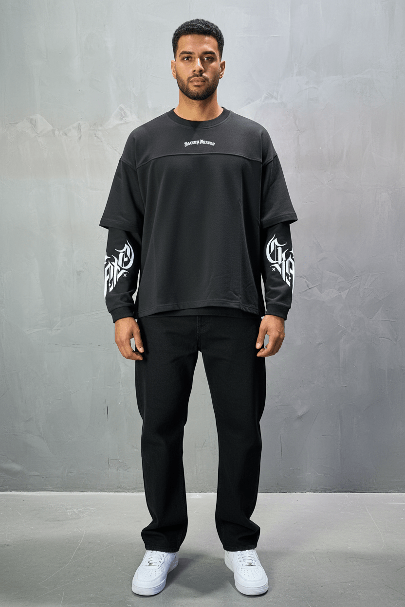 Sweat - Shirt Homme noir "Sacred Hearts" 26k108 - ZG PREMIUM