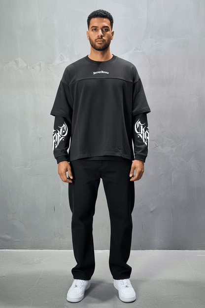 Sweat - Shirt Homme noir "Sacred Hearts" 26k108 - ZG PREMIUM