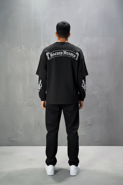 Sweat - Shirt Homme noir "Sacred Hearts" 26k108 - ZG PREMIUM