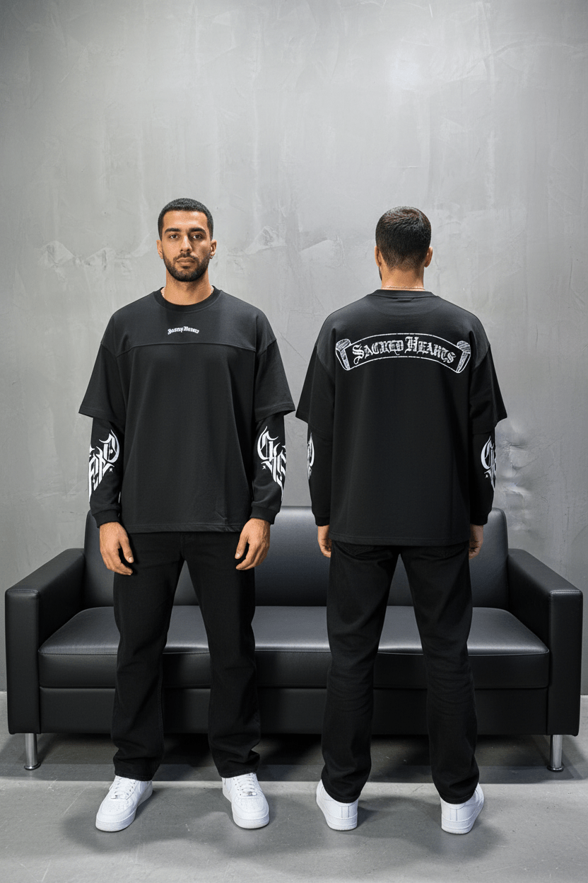 Sweat - Shirt Homme noir "Sacred Hearts" 26k108 - ZG PREMIUM