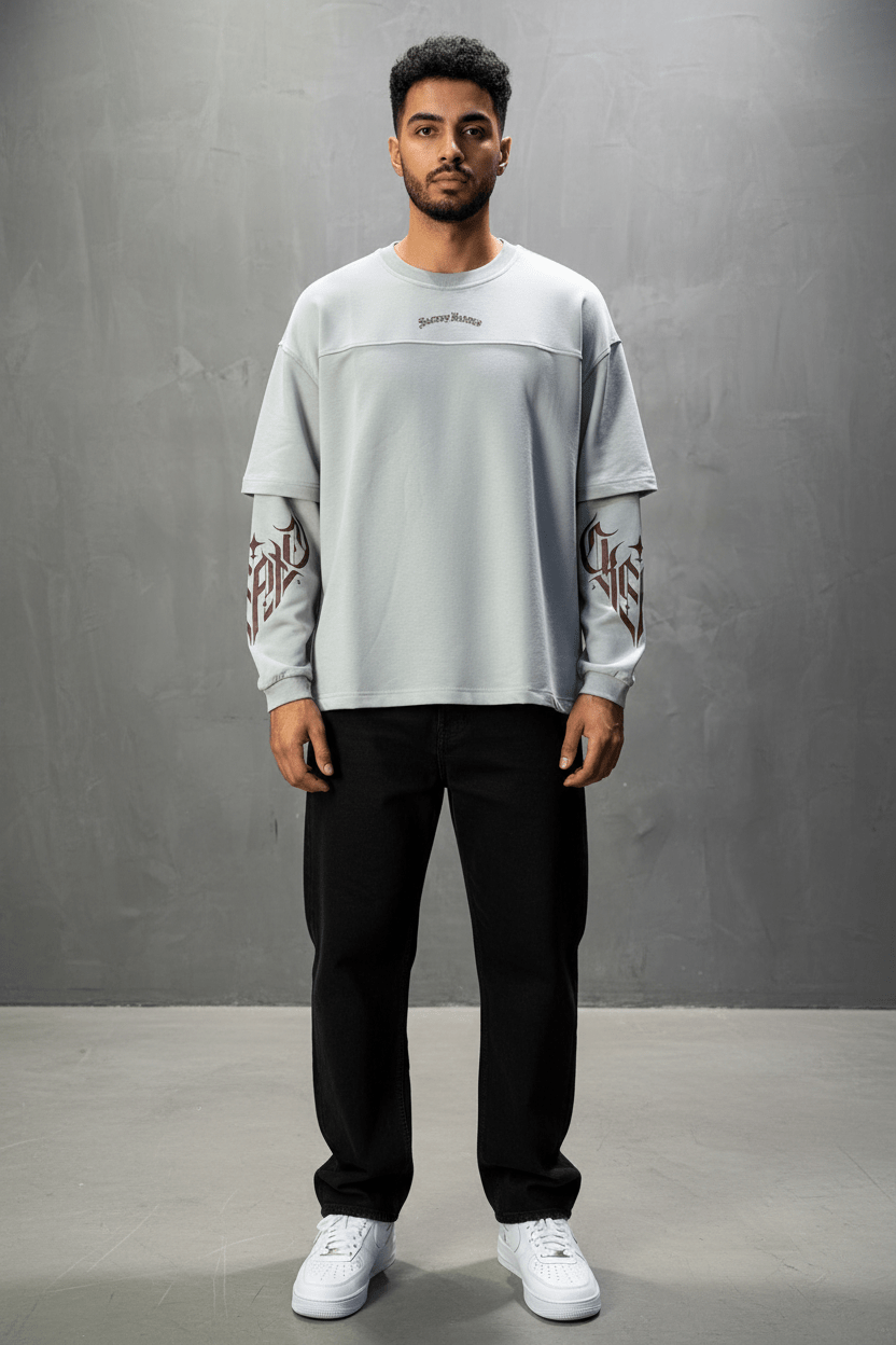 Sweat - Shirt Homme Gris Clair "Sacred Hearts" 26k108 - ZG PREMIUM