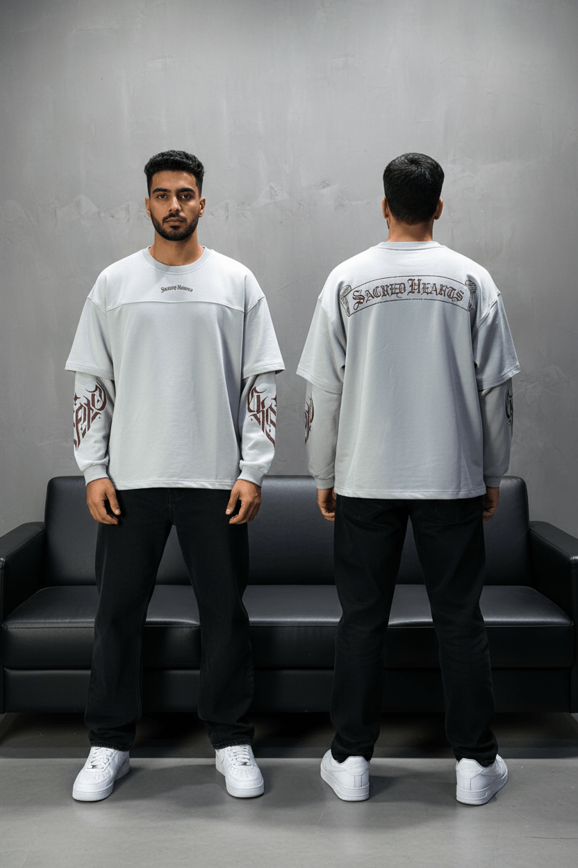Sweat - Shirt Homme Gris Clair "Sacred Hearts" 26k108 - ZG PREMIUM