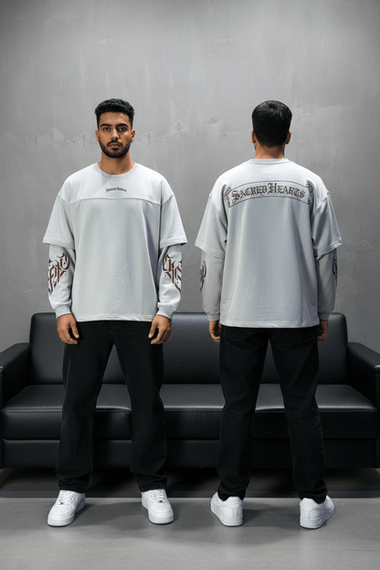 Sweat - Shirt Homme Gris Clair "Sacred Hearts" 26k108 - ZG PREMIUM