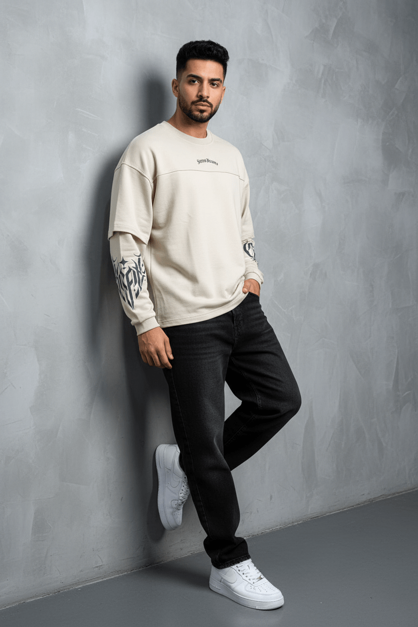 Sweat - Shirt Homme beige "Sacred Hearts" 26k108 - ZG PREMIUM