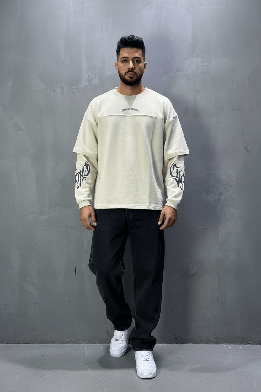 Sweat - Shirt Homme beige "Sacred Hearts" 26k108 - ZG PREMIUM