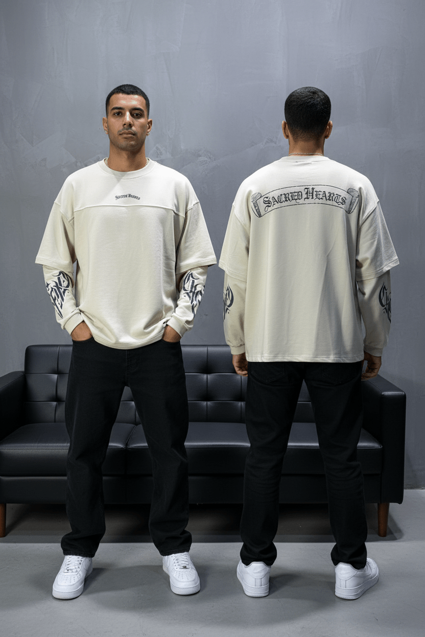 Sweat - Shirt Homme beige "Sacred Hearts" 26k108 - ZG PREMIUM