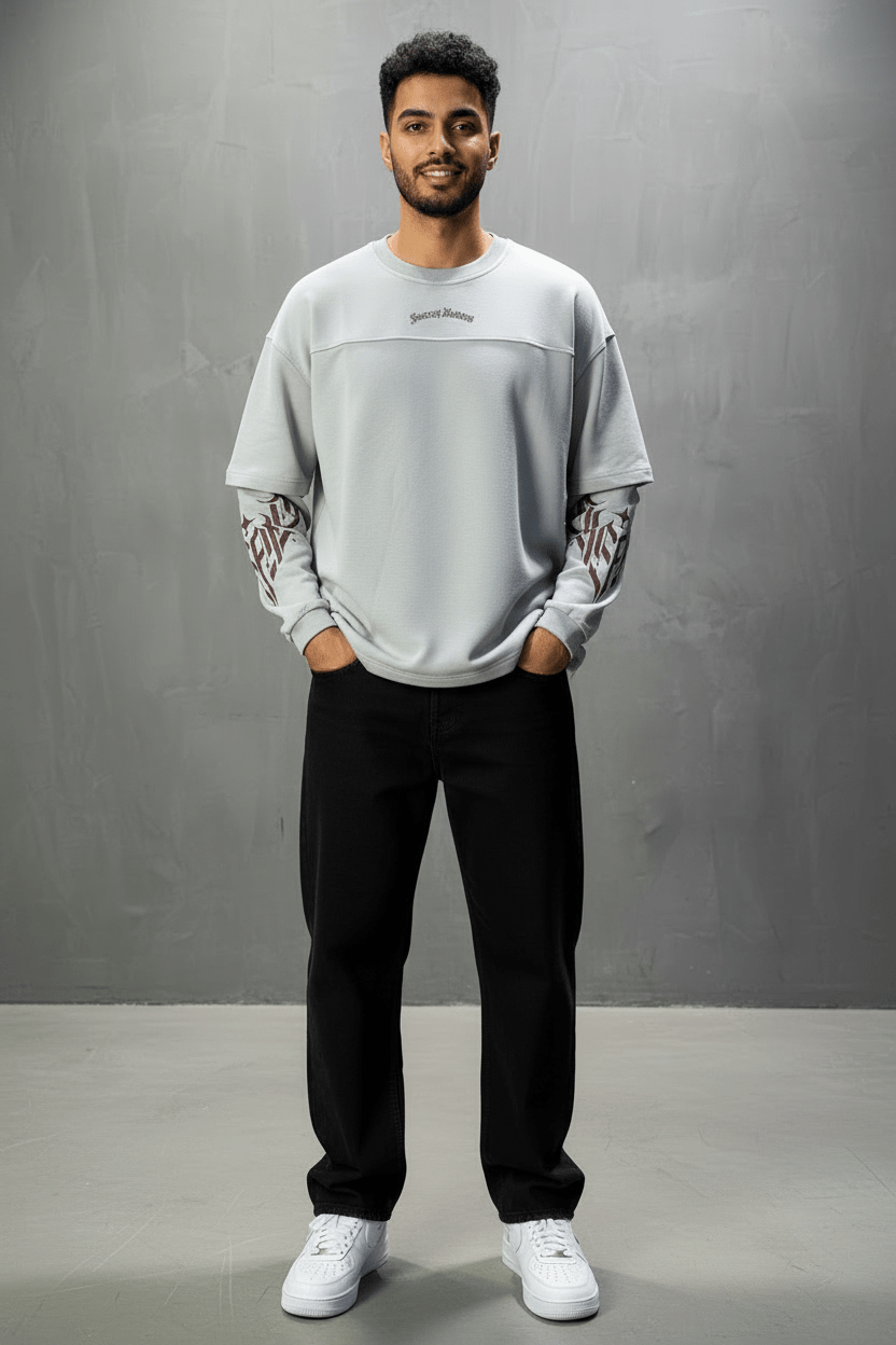 Sweat - Shirt Homme Gris Clair "Sacred Hearts" 26k108 - ZG PREMIUM