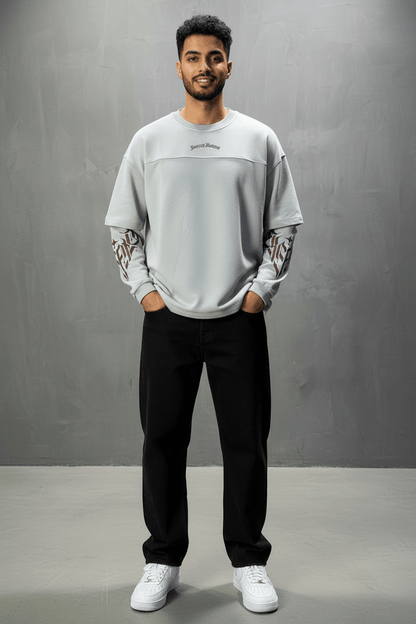 Sweat - Shirt Homme Gris Clair "Sacred Hearts" 26k108 - ZG PREMIUM