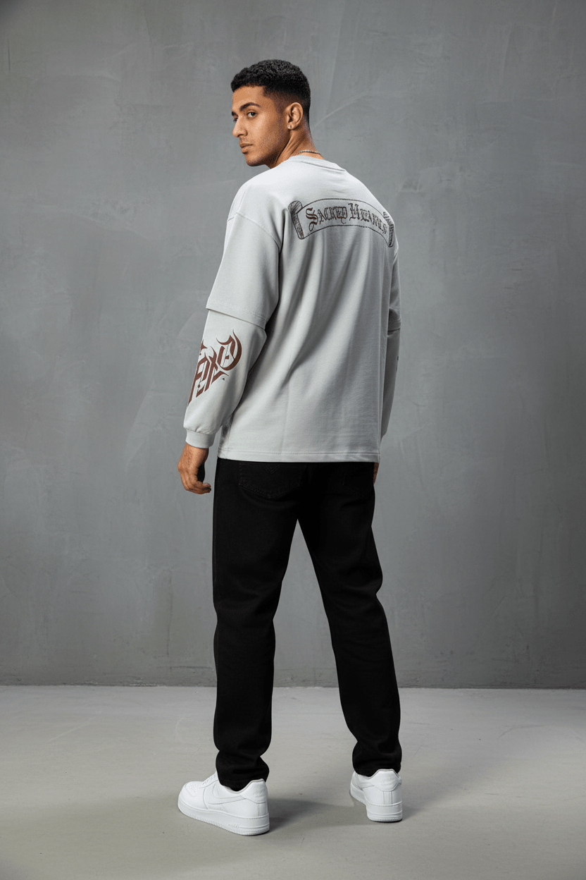 Sweat - Shirt Homme Gris Clair "Sacred Hearts" 26k108 - ZG PREMIUM