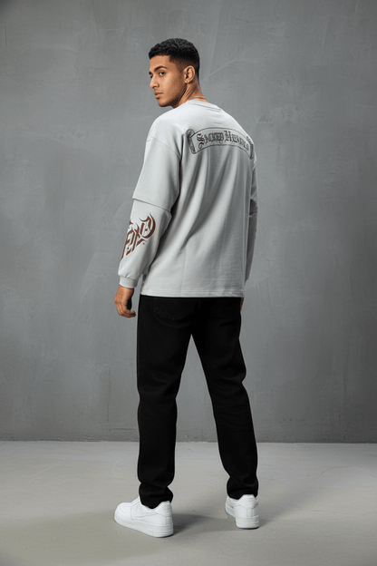Sweat - Shirt Homme Gris Clair "Sacred Hearts" 26k108 - ZG PREMIUM