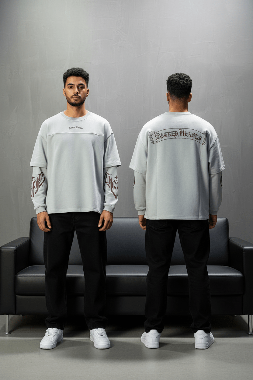 Sweat - Shirt Homme Gris Clair "Sacred Hearts" 26k108 - ZG PREMIUM