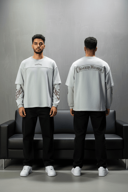Sweat - Shirt Homme Gris Clair "Sacred Hearts" 26k108 - ZG PREMIUM