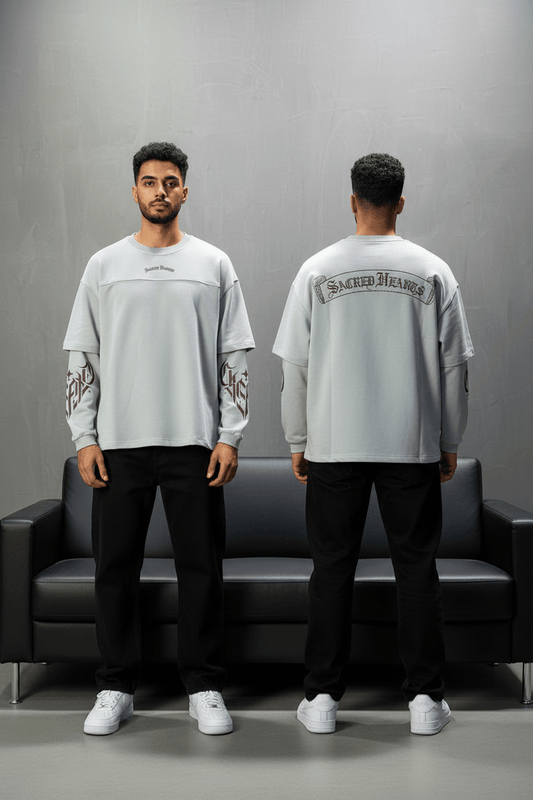 Sweat - Shirt Homme Gris Clair "Sacred Hearts" 26k108 - ZG PREMIUM