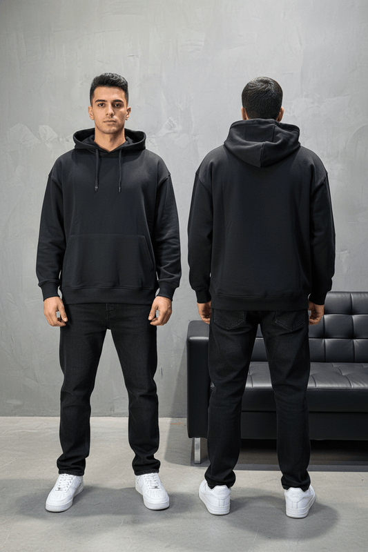 Sweat à Capuche Homme noir Oversize 25k318 - ZG PREMIUM