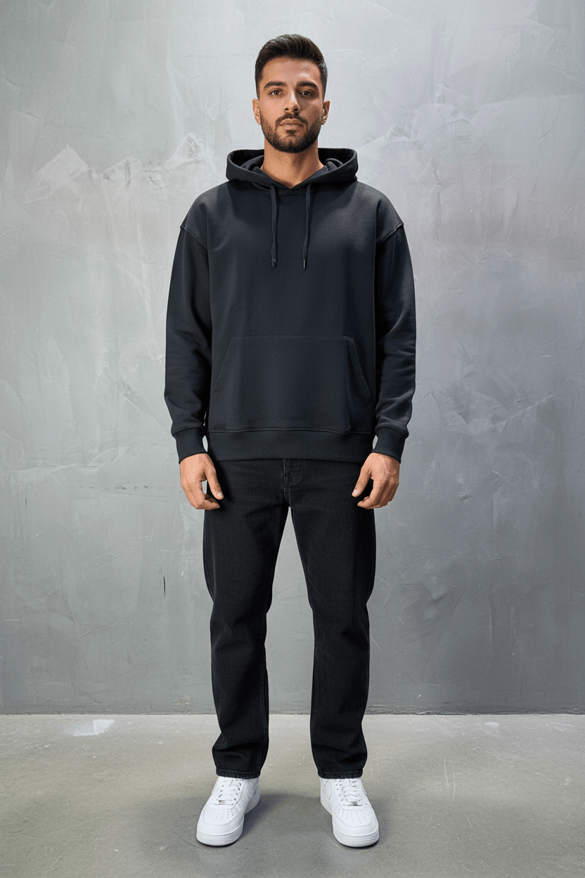 Sweat à Capuche Homme noir Oversize 25k318 - ZG PREMIUM