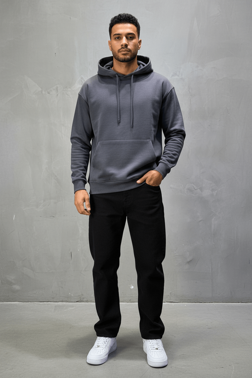 Sweat à Capuche Homme Gris Foncé Oversize 25k318 - ZG PREMIUM