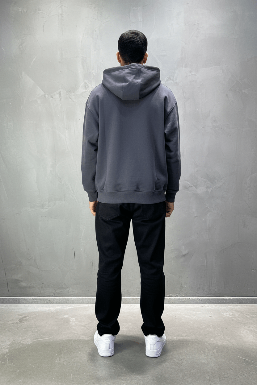 Sweat à Capuche Homme Gris Foncé Oversize 25k318 - ZG PREMIUM