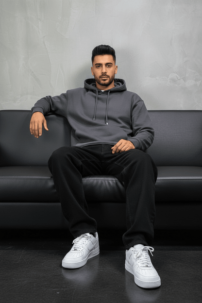 Sweat à Capuche Homme Gris Foncé Oversize 25k318 - ZG PREMIUM