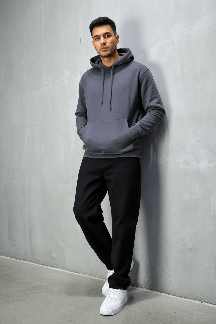 Sweat à Capuche Homme Gris Foncé Oversize 25k318 - ZG PREMIUM