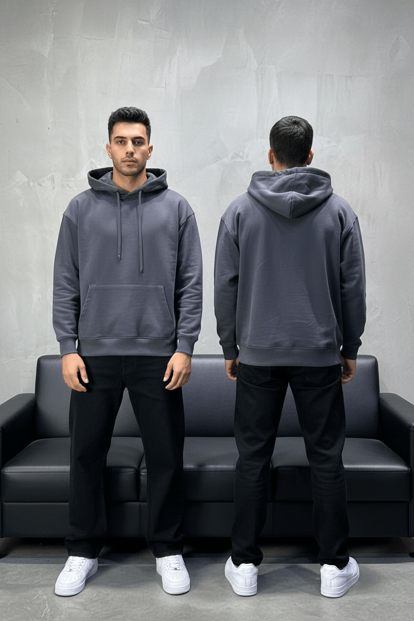 Sweat à Capuche Homme Gris Foncé Oversize 25k318 - ZG PREMIUM