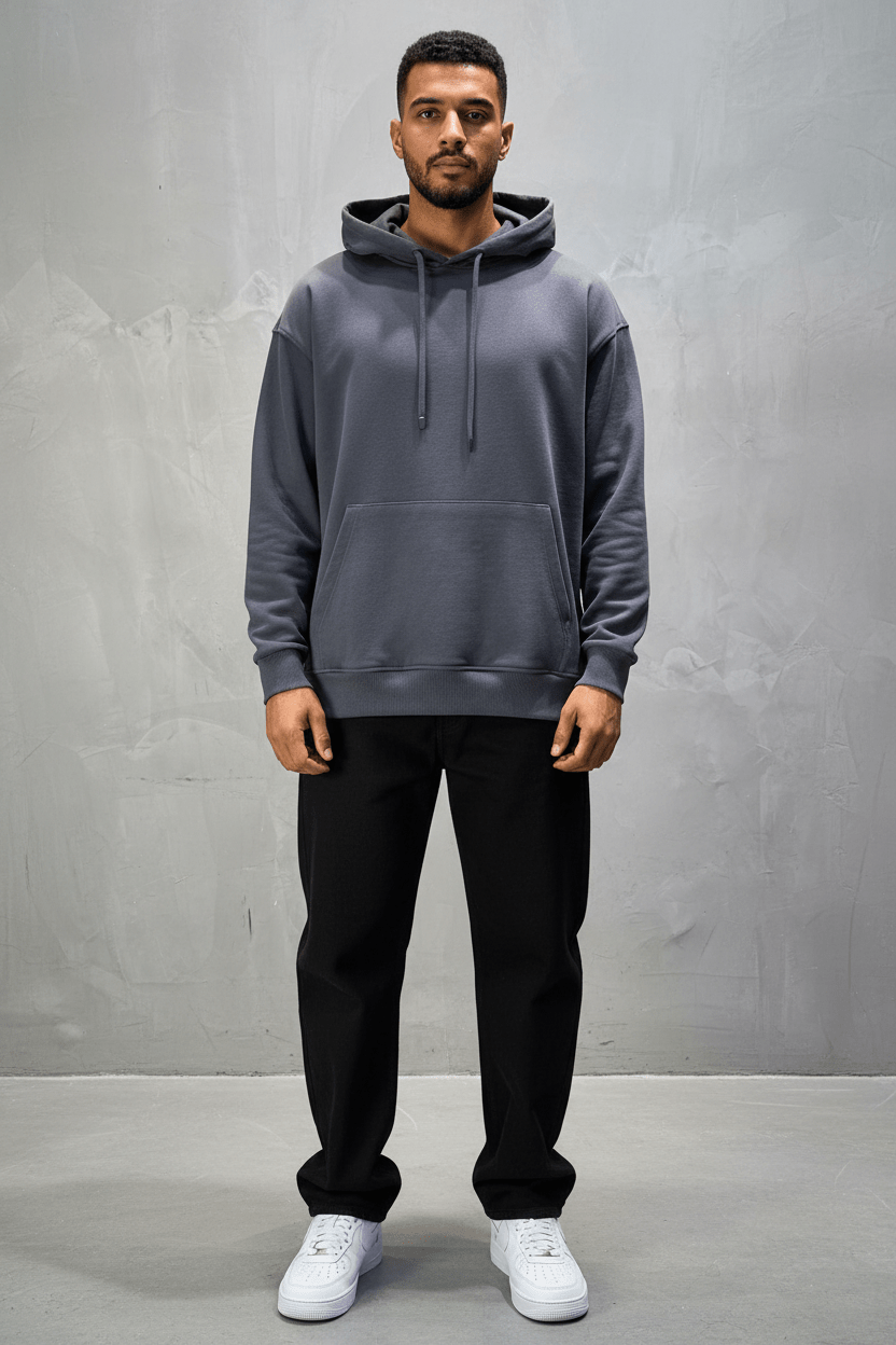 Sweat à Capuche Homme Gris Foncé Oversize 25k318 - ZG PREMIUM