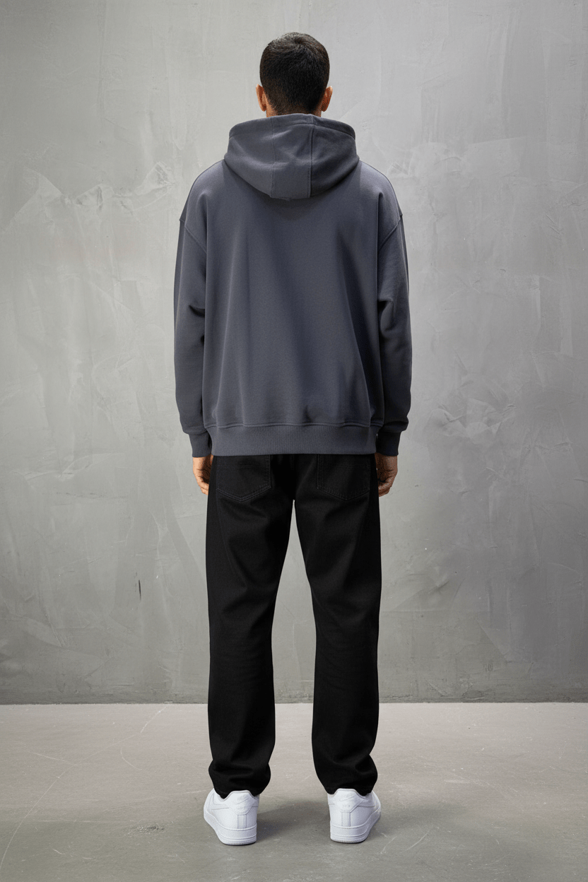 Sweat à Capuche Homme Gris Foncé Oversize 25k318 - ZG PREMIUM
