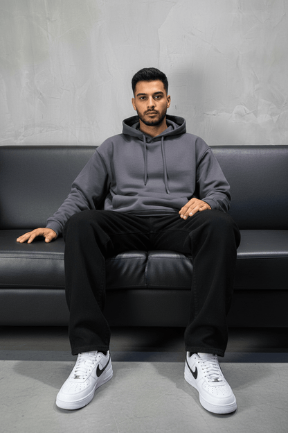 Sweat à Capuche Homme Gris Foncé Oversize 25k318 - ZG PREMIUM