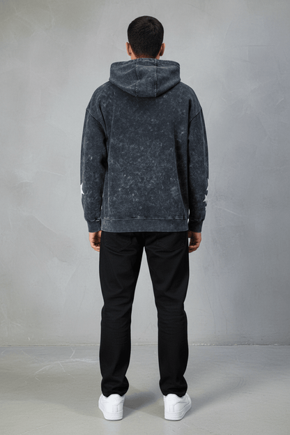 Sweat à Capuche Homme noir Effet Vintage avec Étoiles 25k70 - ZG PREMIUM