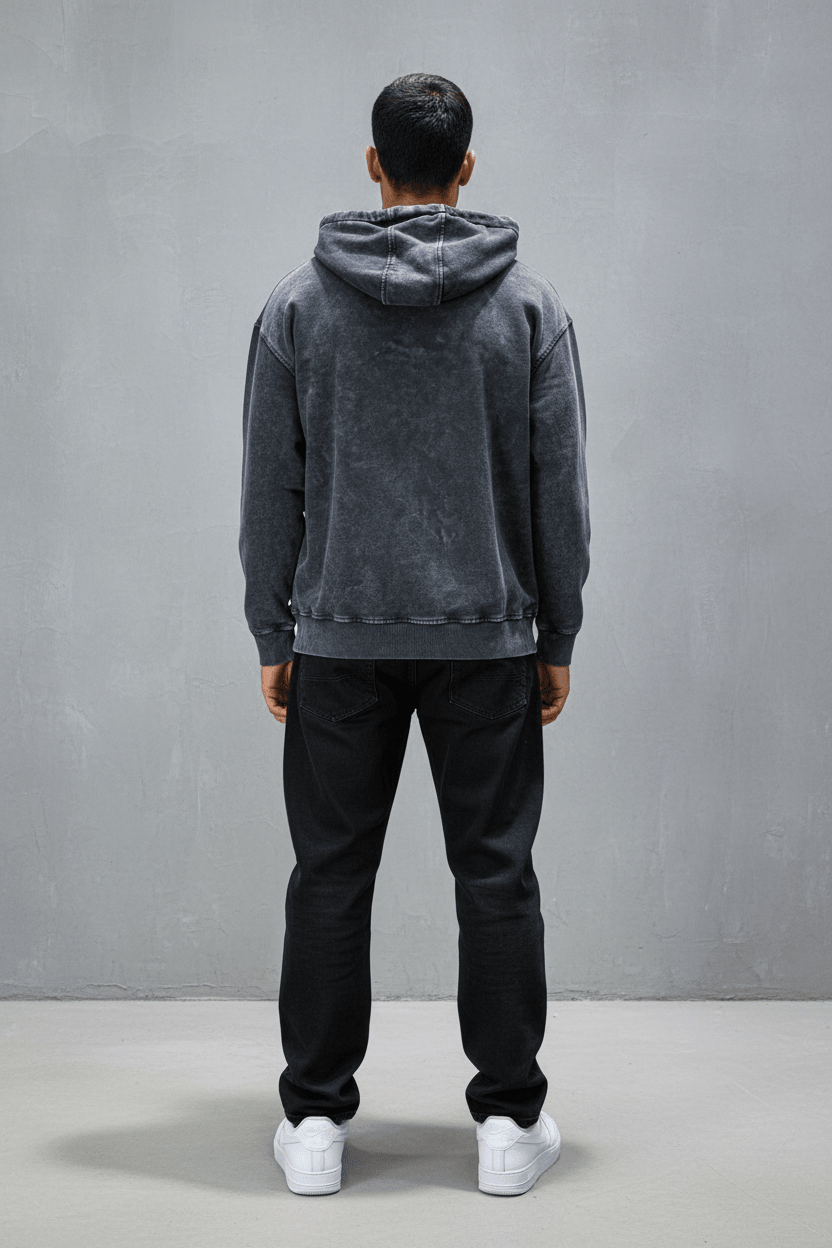 Sweat à Capuche Homme noir Effet Vintage "REALISTIC" 25k222 - ZG PREMIUM