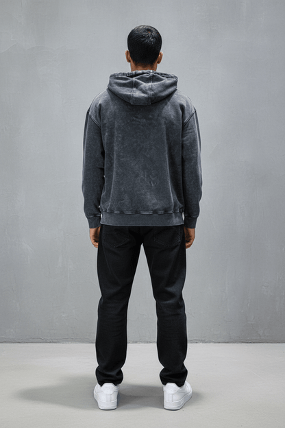 Sweat à Capuche Homme noir Effet Vintage "REALISTIC" 25k222 - ZG PREMIUM