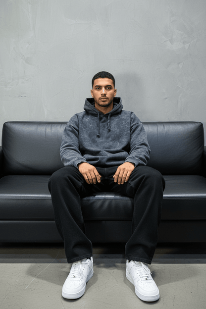 Sweat à Capuche Homme noir Effet Vintage "REALISTIC" 25k222 - ZG PREMIUM