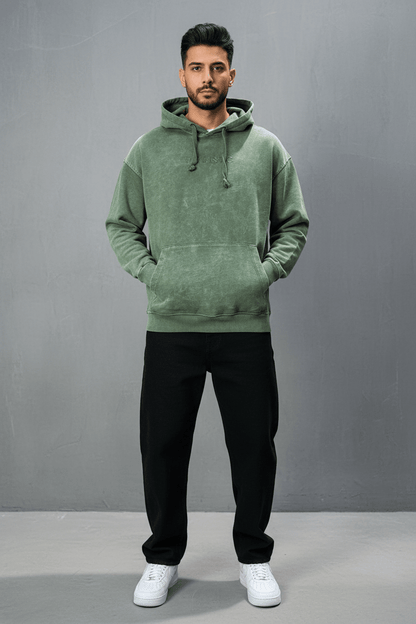 Sweat à Capuche Homme vert Effet Vintage "REALISTIC" 25k222 - ZG PREMIUM