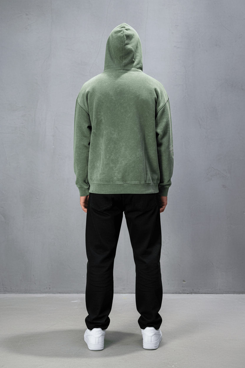 Sweat à Capuche Homme vert Effet Vintage "REALISTIC" 25k222 - ZG PREMIUM