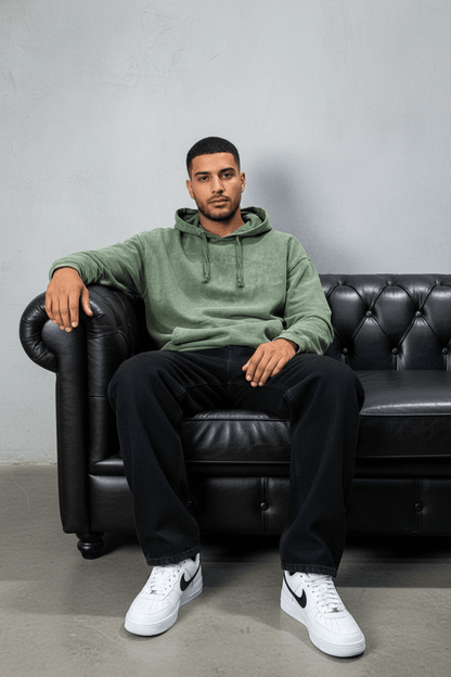 Sweat à Capuche Homme vert Effet Vintage "REALISTIC" 25k222 - ZG PREMIUM