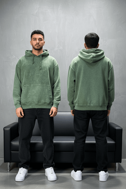Sweat à Capuche Homme vert Effet Vintage "REALISTIC" 25k222 - ZG PREMIUM
