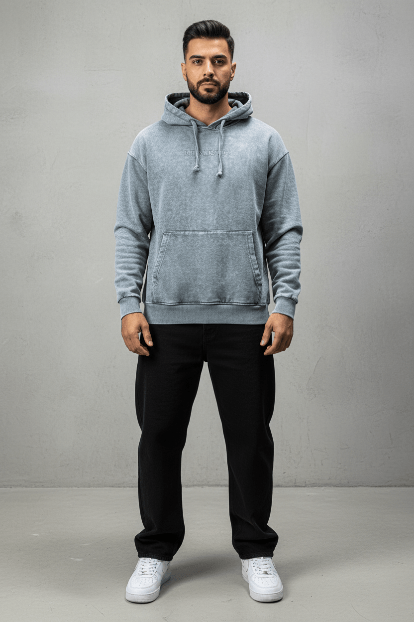Sweat à Capuche Homme gris Effet Vintage "REALISTIC" 25k222 - ZG PREMIUM