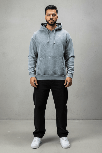 Sweat à Capuche Homme gris Effet Vintage "REALISTIC" 25k222 - ZG PREMIUM