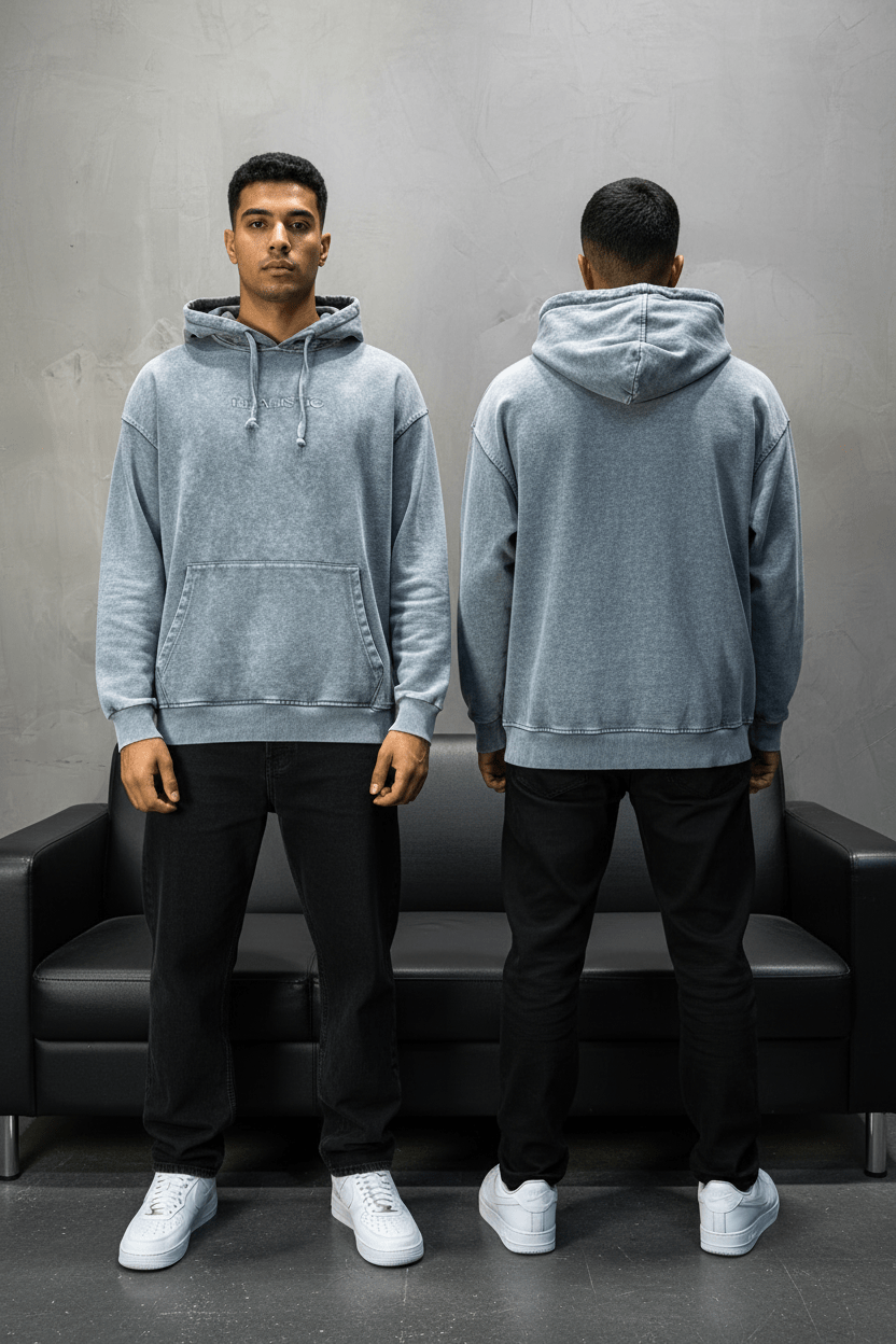 Sweat à Capuche Homme gris Effet Vintage "REALISTIC" 25k222 - ZG PREMIUM