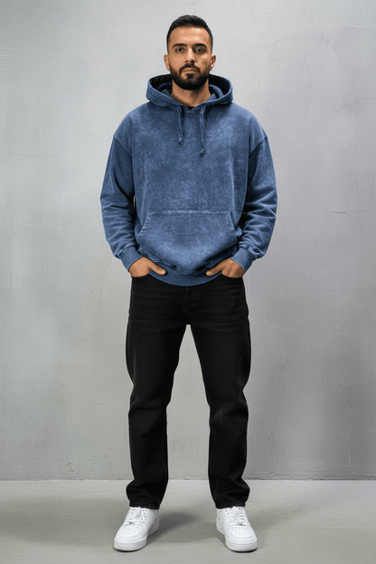 Sweat à Capuche Homme blue Effet Vintage "REALISTIC" 25k222 - ZG PREMIUM