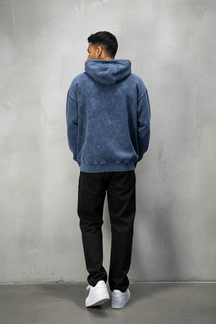 Sweat à Capuche Homme blue Effet Vintage "REALISTIC" 25k222 - ZG PREMIUM